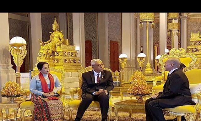 ឯកឧត្តម ប្រធានាធិបតីមីយ៉ាន់ម៉ា អញ្ជើញចូលបង្គំគាល់ព្រះករុណា ព្រះបាទសម្តេច ព្រះបរមនាថ នរោត្តម សីហមុនី ព្រះមហាក្សត្រ