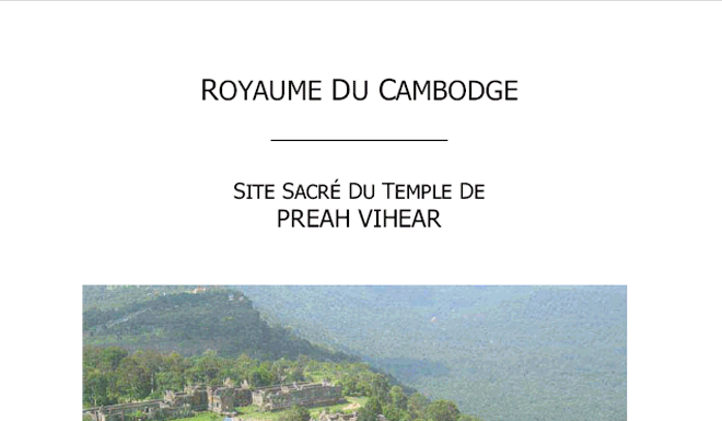 Le Site Sacré du Temple de Preah Vihear