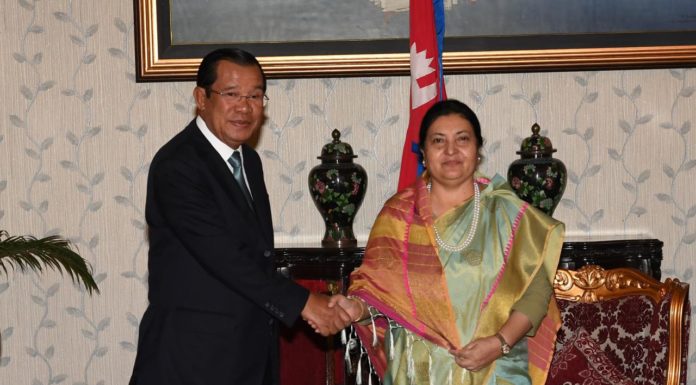 សម្ដេចតេជោ ហ៊ុន សែន អញ្ជើញជួបប្រធានាធិបតីប្រទេសនេប៉ាល់