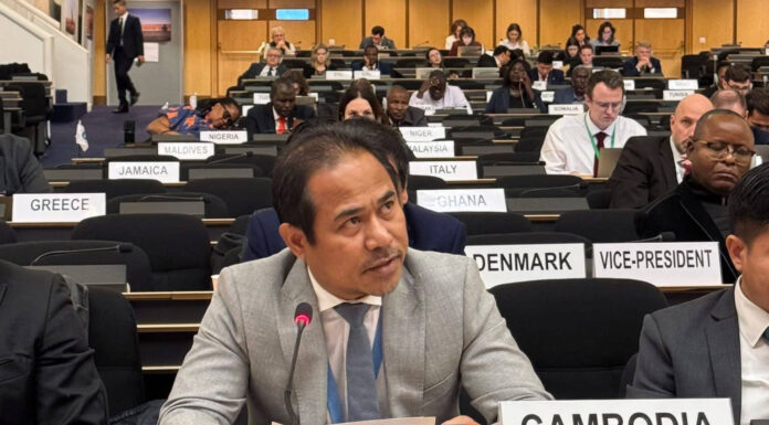 ឯកឧត្តម ឯកអគ្គរាជទូត អុិន តារា អញ្ជើញថ្លែងបទអន្តរាគមន៍ ក្រោមរបៀបវារៈទី៩ ស្តីពីការទប់ស្កាត់ និងបង្ក្រាបសកម្មភាពហាមឃាត់ និងសម្រួលដល់ការអនុលោមភាពនៃអនុសញ្ញា នៅក្នុងកិច្ចប្រជុំរដ្ឋភាគីនៃអនុសញ្ញាហាមឃាត់មីន